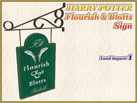 Second Life Marketplace - HP - Flourish &amp; Blotts Sign (1 LI) (Full perm)
